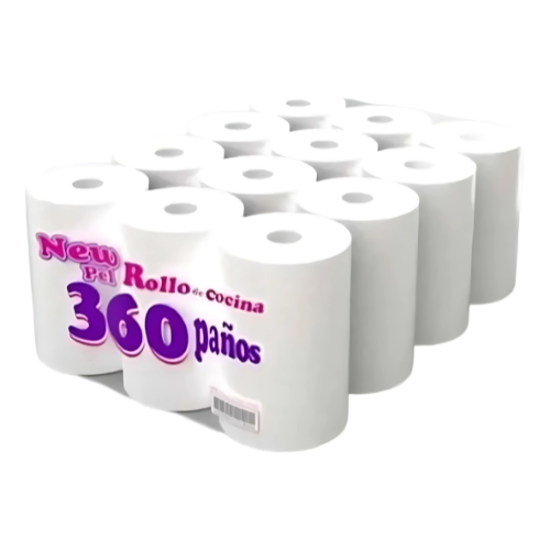 ROLLO DE COCINA NEW PEL PREMIUM BLANCO 360 PAÑOS X4 PAQ
