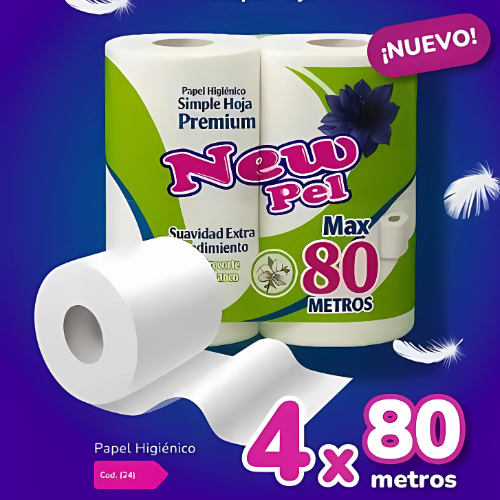PAPEL HIGIÉNICO NEW PEL HS 80MTS X4 UN X10 PAQ
