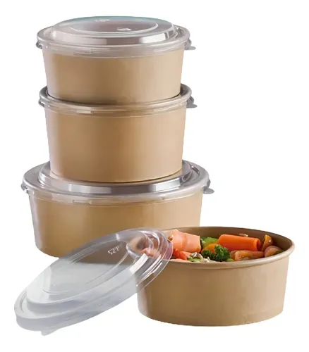Bowl Ensaladera Pote Polipapel Kraft 47 Oz. C/ Tapa X25 U.