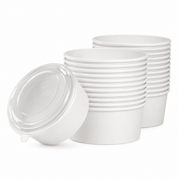 Bowl Ensaladera Pote Polipapel Blanco 47 Oz. C/ Tapa X25 U.