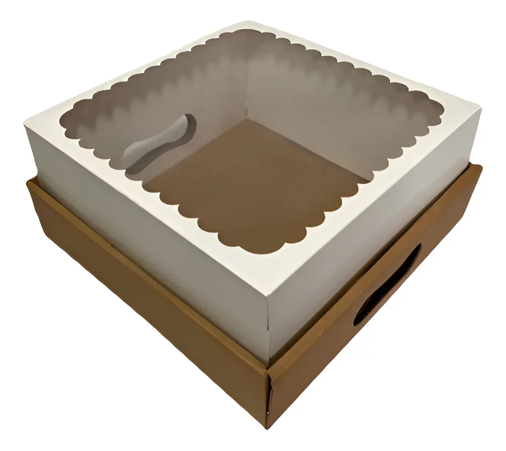 Caja Bandeja Desayuno Torta Con Visor Grande 25x25x12 X10 U.
