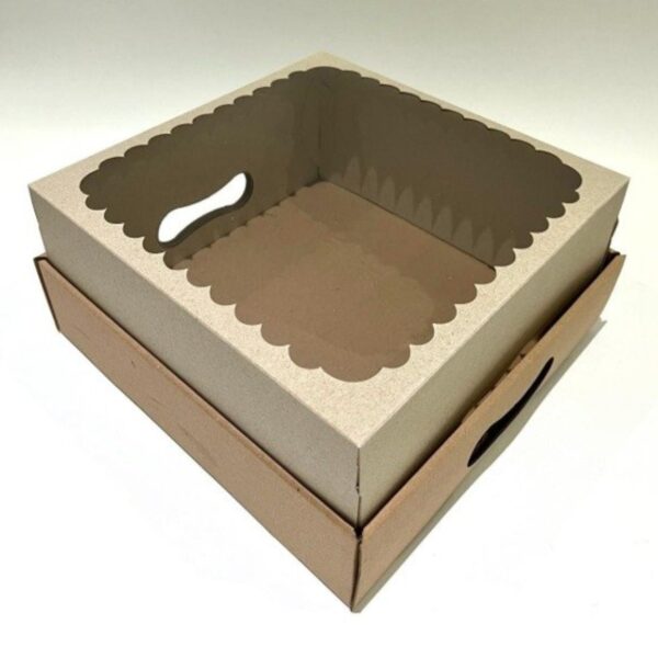 Caja Bandeja Desayuno Torta Visor Tapa Kraft 42x33x12 X10 U.