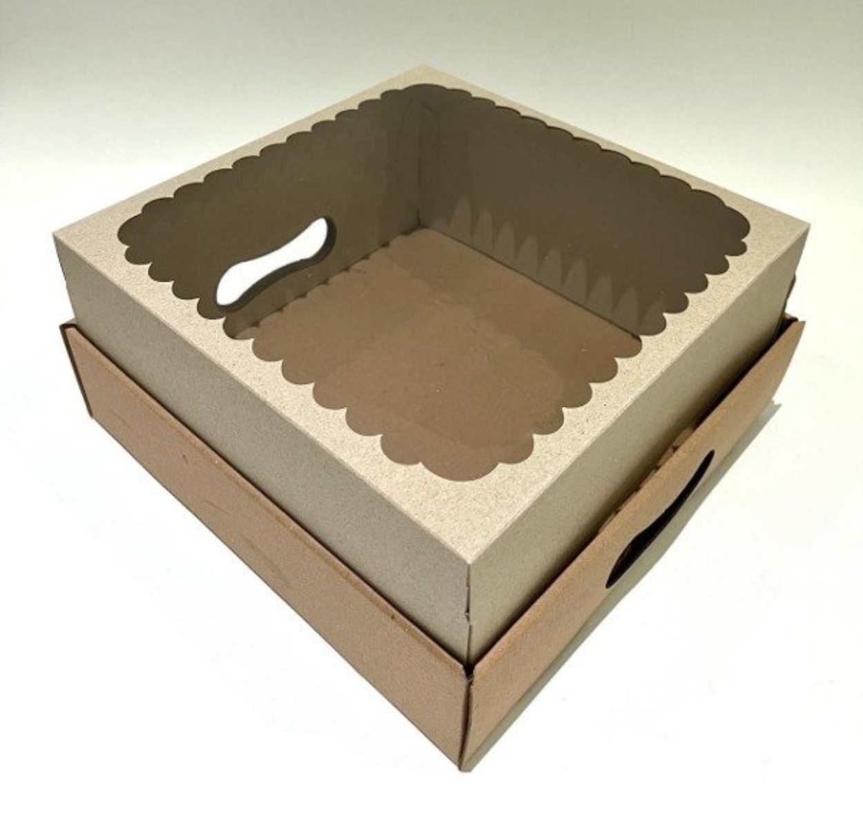 Caja Bandeja Desayuno Torta Visor Tapa Kraft 42x33x12 X10 U.